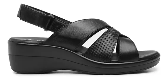 Sandalia Casual De Tacón Dama Negro Flexi